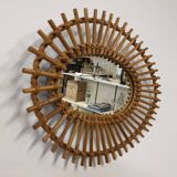 Rattan eye mirror from the 60s/70s