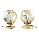 Pair of vintage smoked yellow Murano glass lamps