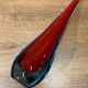 Drop vase glass sommerso red blue Murano style Flavio Poli 29 cm