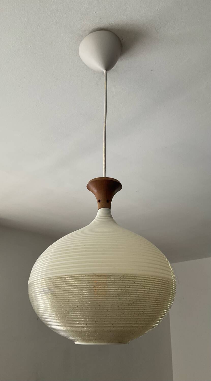 Rotaflex pendant light in Rhodoid and teak from the 1960s