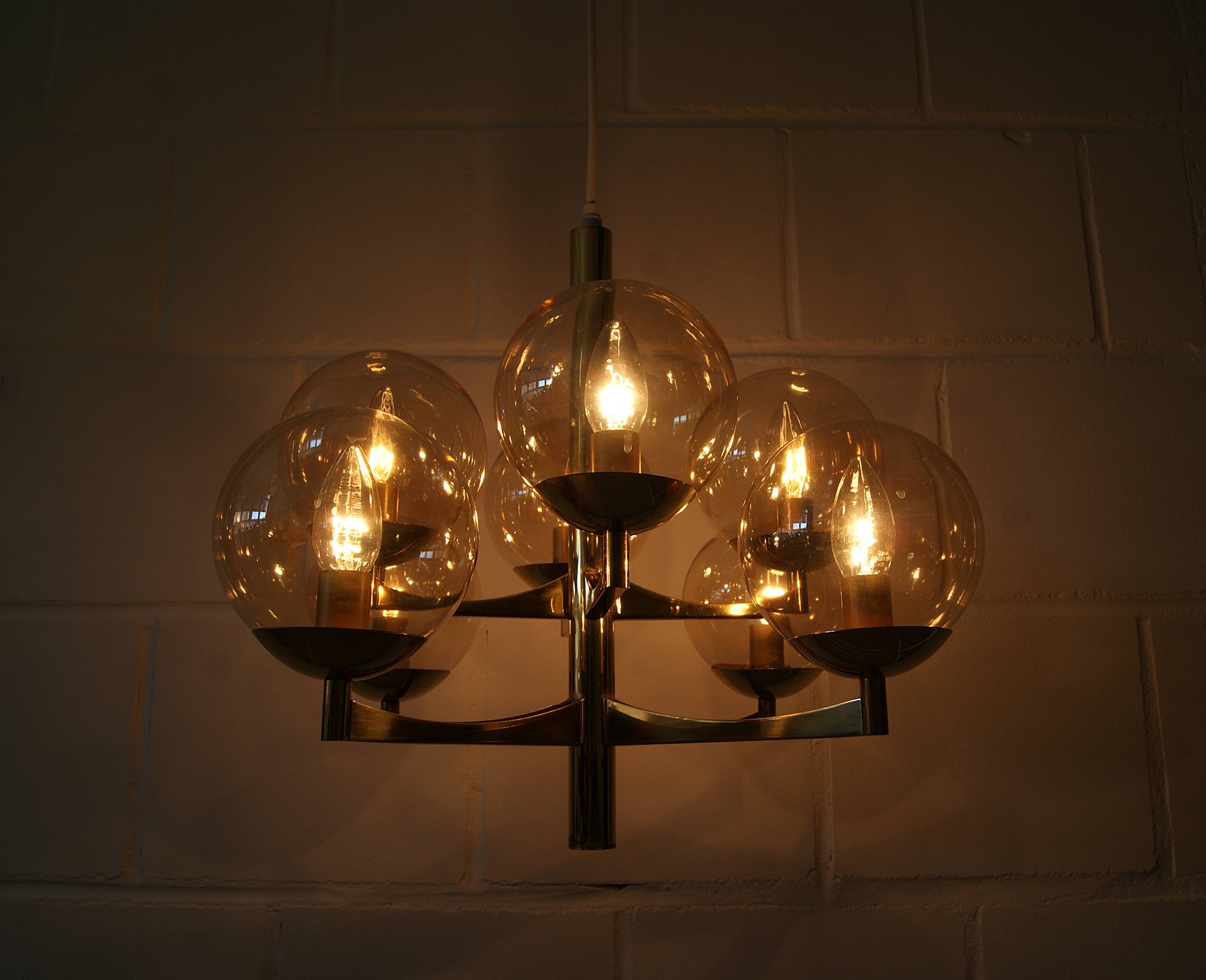 Brass chandeliers from Kaiser, Germany 1960