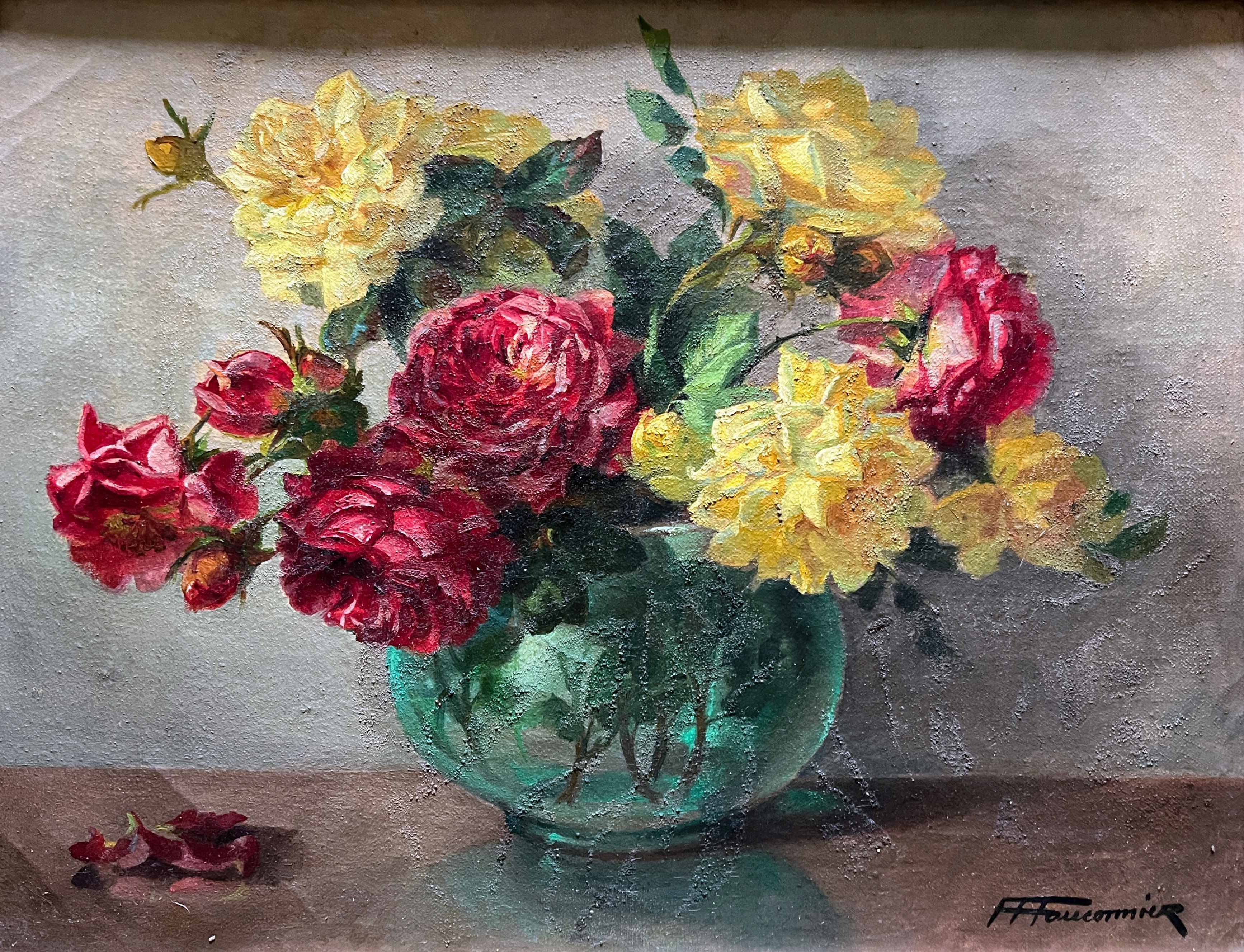 HST painting "Bouquet of flowers" signed FF Fauconnier (19th-20th century) + frame