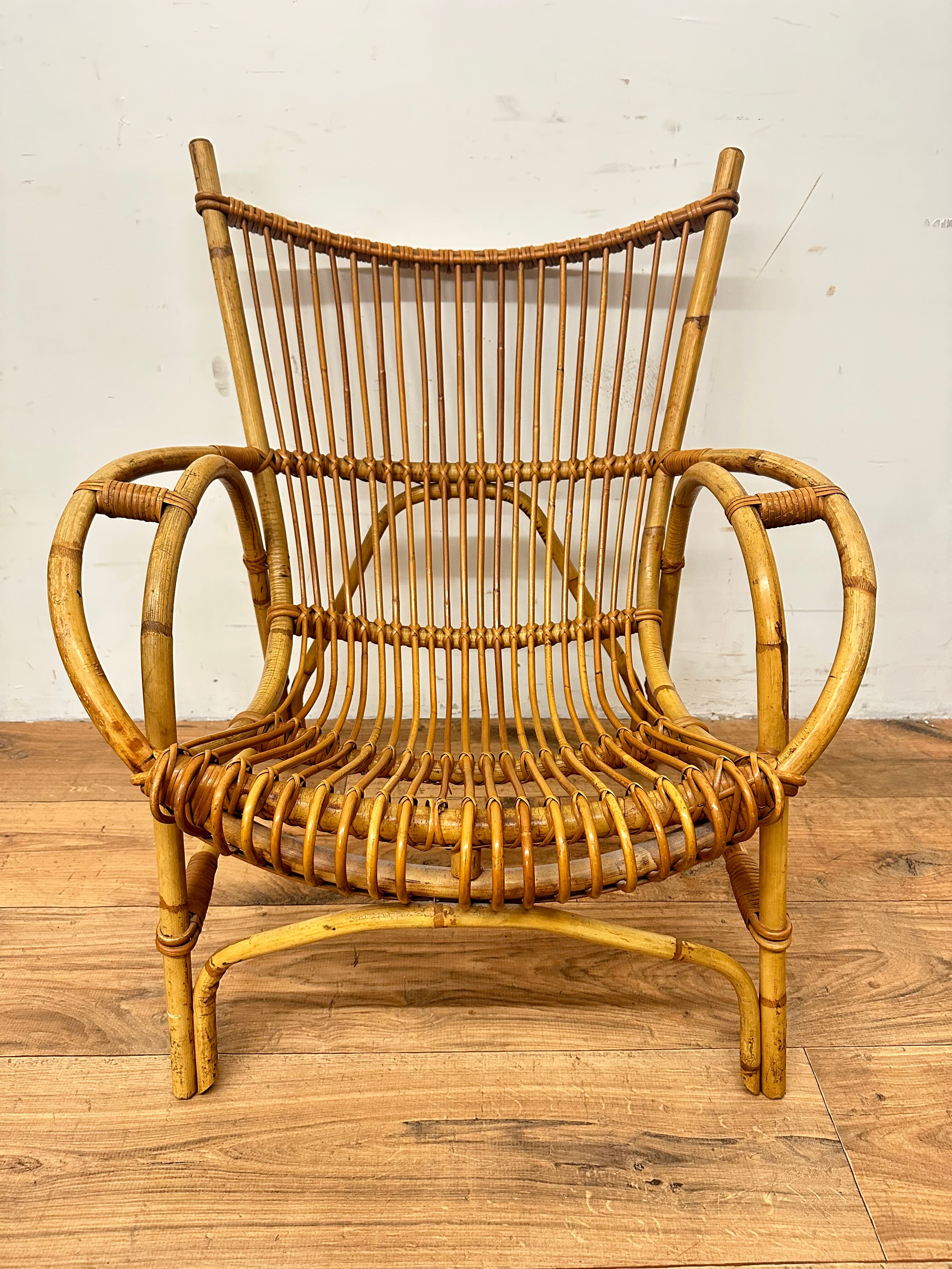 Vintage rattan armchair