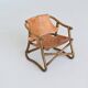 Espri safari chair in cognac leather and bamboo IKEA Sweden 1970
