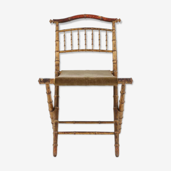 Regency Antique Gilt Faux Bamboo Folding Chair