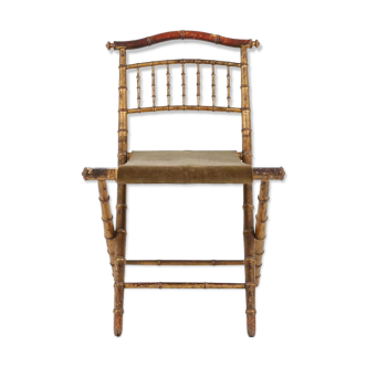 Regency Antique Gilt Faux Bamboo Folding Chair