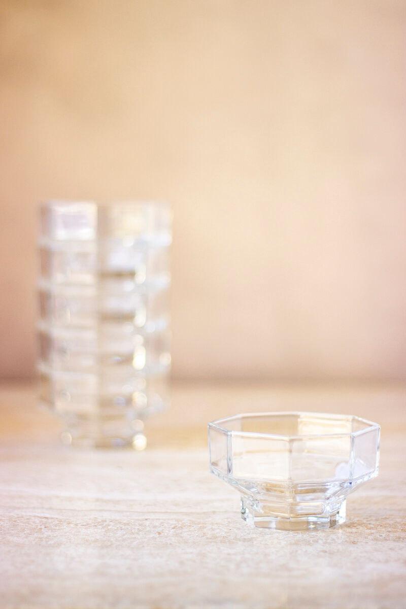 6 ramequins octogonaux en verre