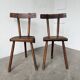 Pair of Savoyard tripod chairs, folk art, oak.