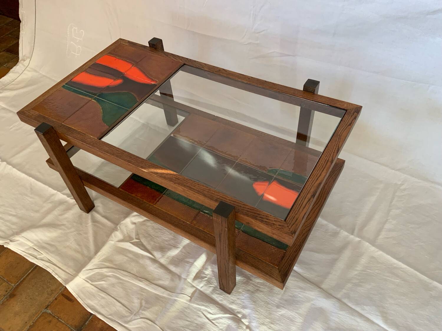 Ceramic and glass coffee table