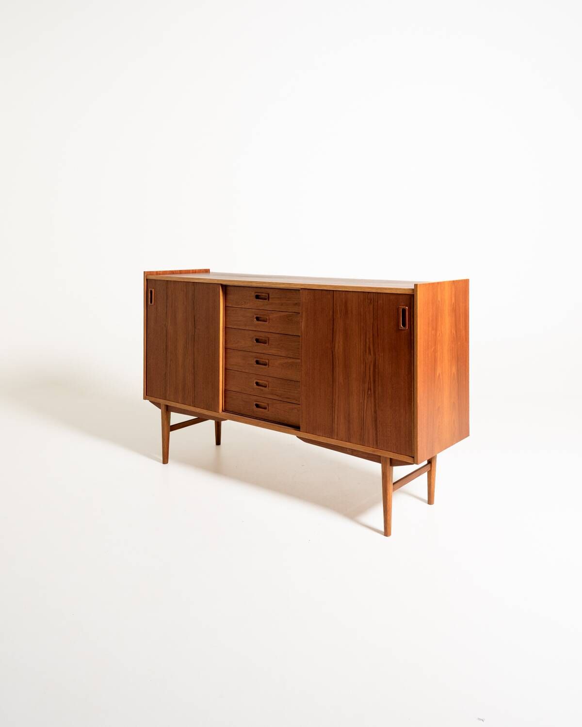 Scandinavian teak and oak highboard, 1960s