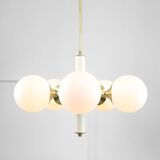 Mid-century Modern Italian Brass and Opaline Sputnik Chandelier