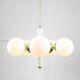 Mid-century Modern Italian Brass and Opaline Sputnik Chandelier
