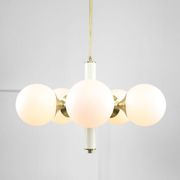 Mid-century Modern Italian Brass and Opaline Sputnik Chandelier