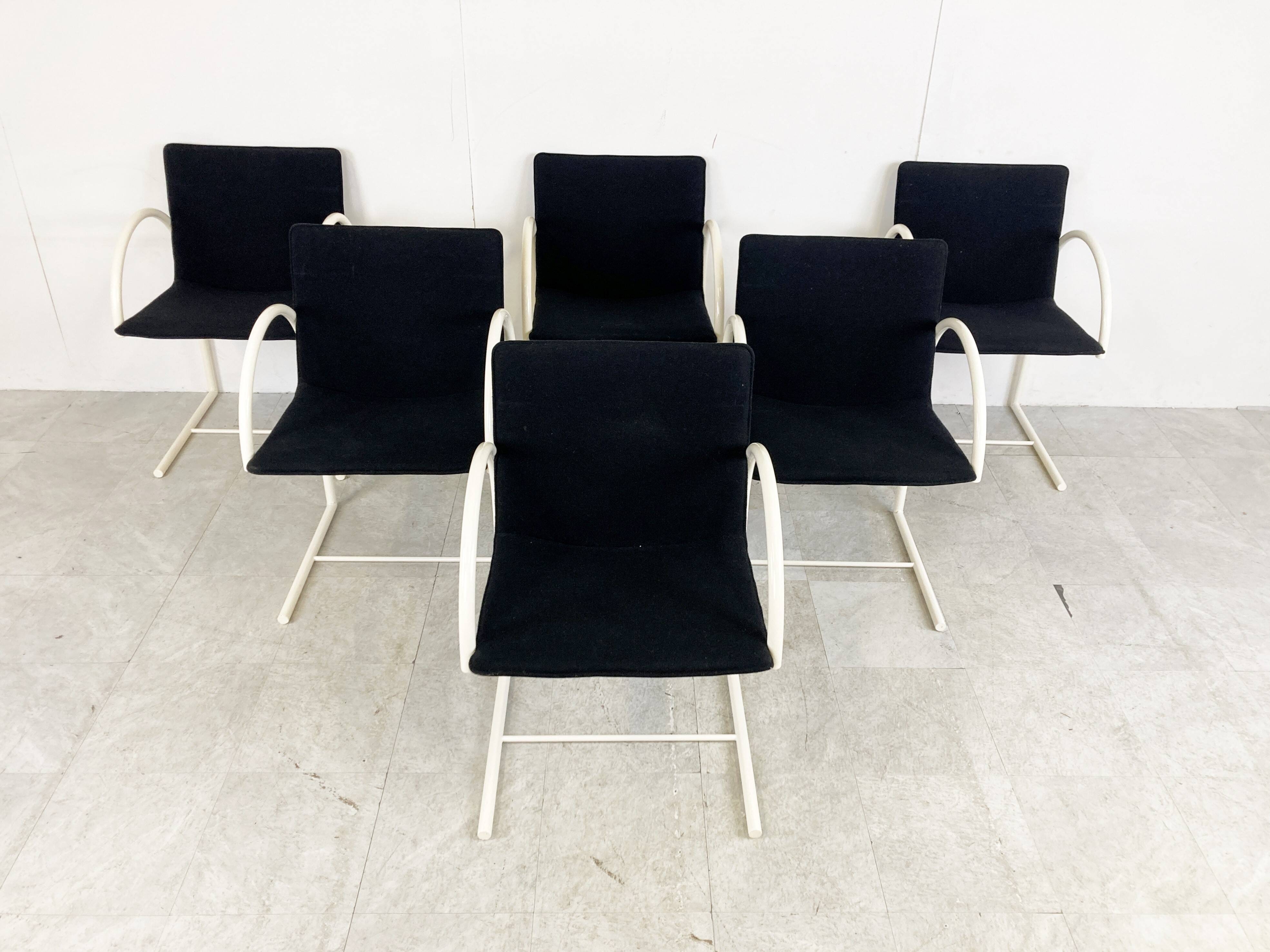 Postmodern cirkel dining chairs by Metaform, 1980s, Set of 6