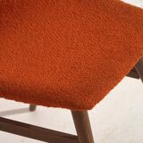 Chaise en bois et tissu orange, c.1960