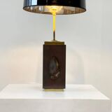 Vintage brass agate table lamp, 1970s