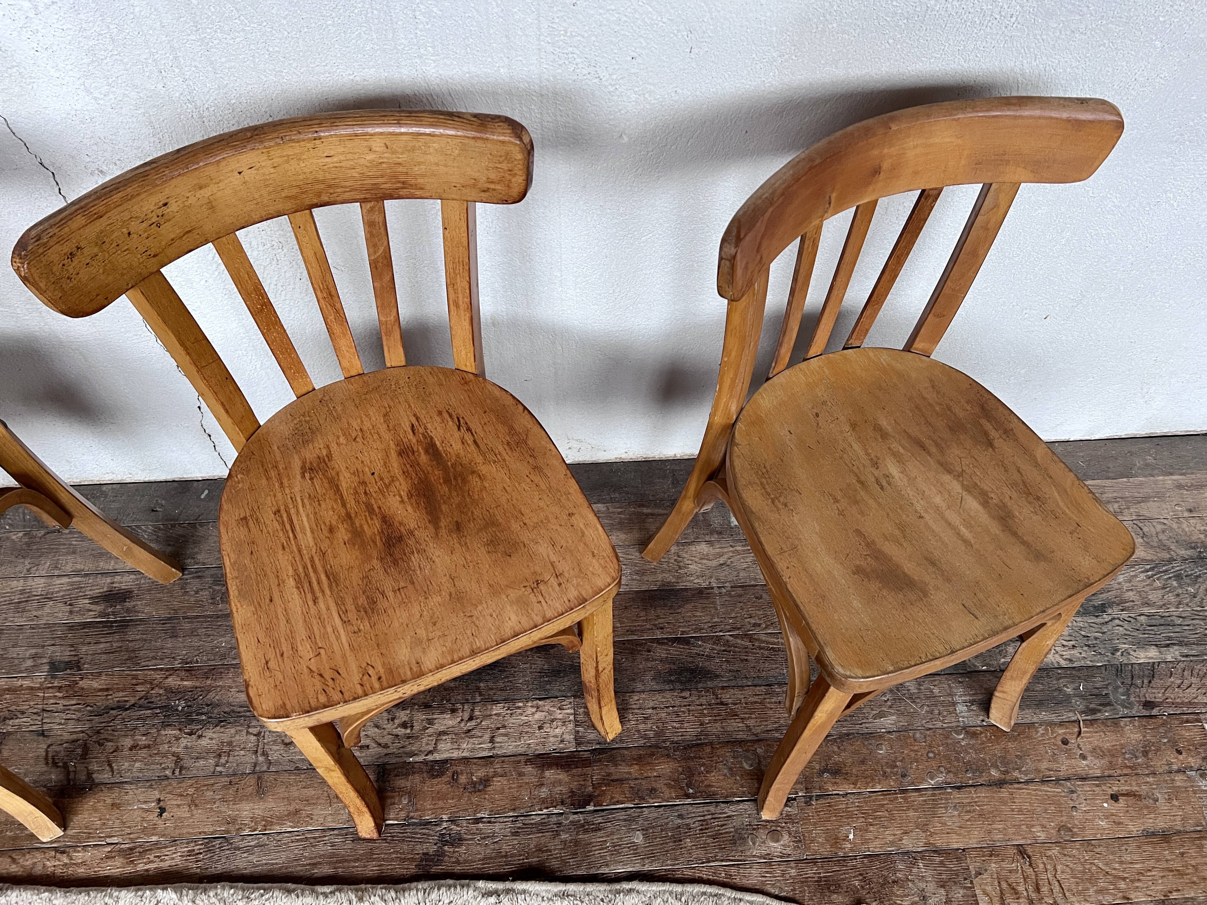 Série 4 chaises en bois  1950