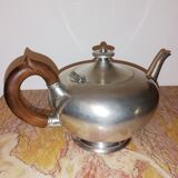Silver tin teapot signed "from the manor"