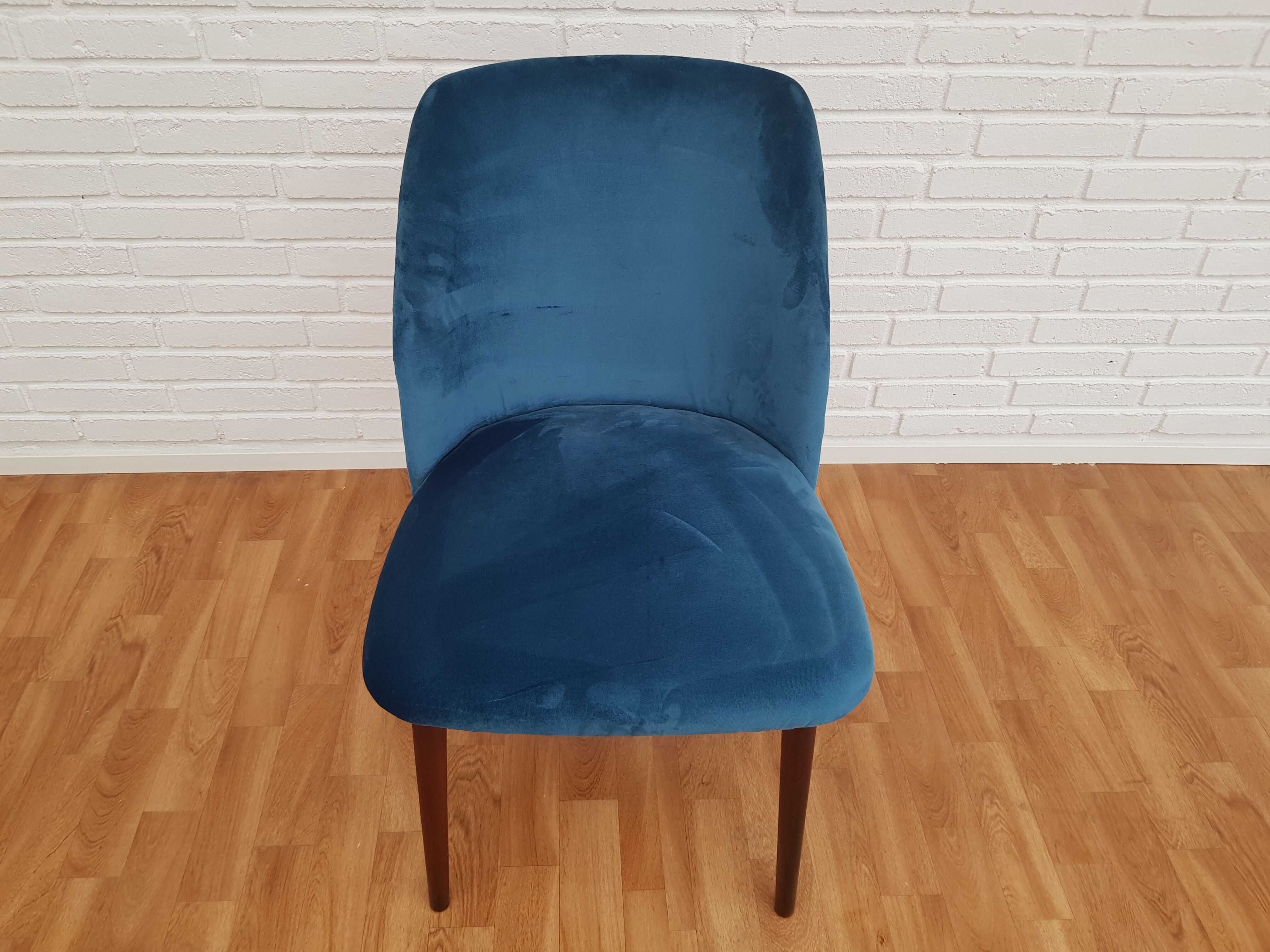 Armchair in velvet with stained beech legs, 60s