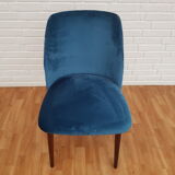 Armchair in velvet with stained beech legs, 60s