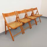 Set of 4 vintage folding chairs from Habitat made of beech wood and caning.