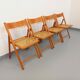 Set of 4 vintage folding chairs from Habitat made of beech wood and caning.