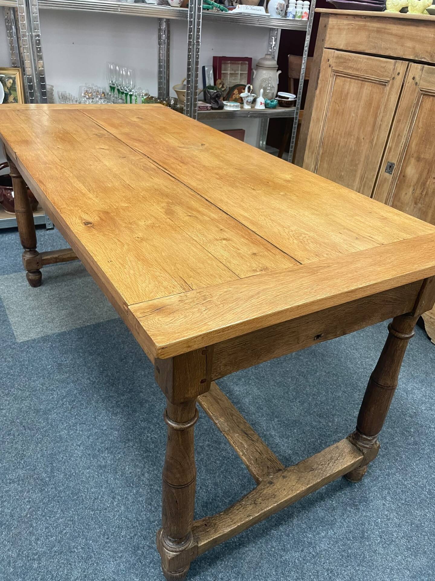 Table de ferme ancienne Louis XIII en chêne massif – Console / Îlot d'