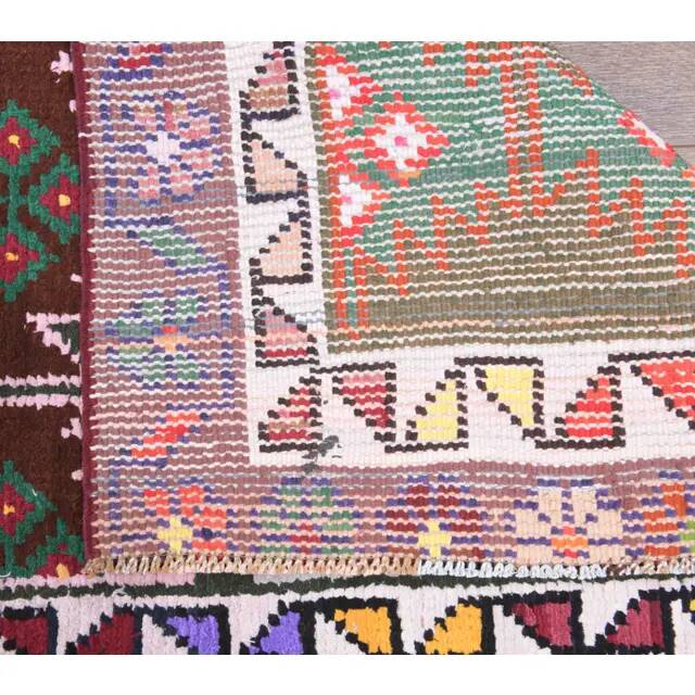 Tapis couloir vintage en laine et coton turc noué à la main 82x380