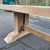 Restored 19th-century monastery dining table in solid oak, 220cm