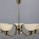 Art Deco brass chandelier with cream opaline glass, Czechoslovakia 1930s