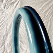 Vintage round wall mirror in blue painted plastic - diameter: 52 cm