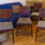 Ensemble de 4 chaises art déco plaquage palissandre