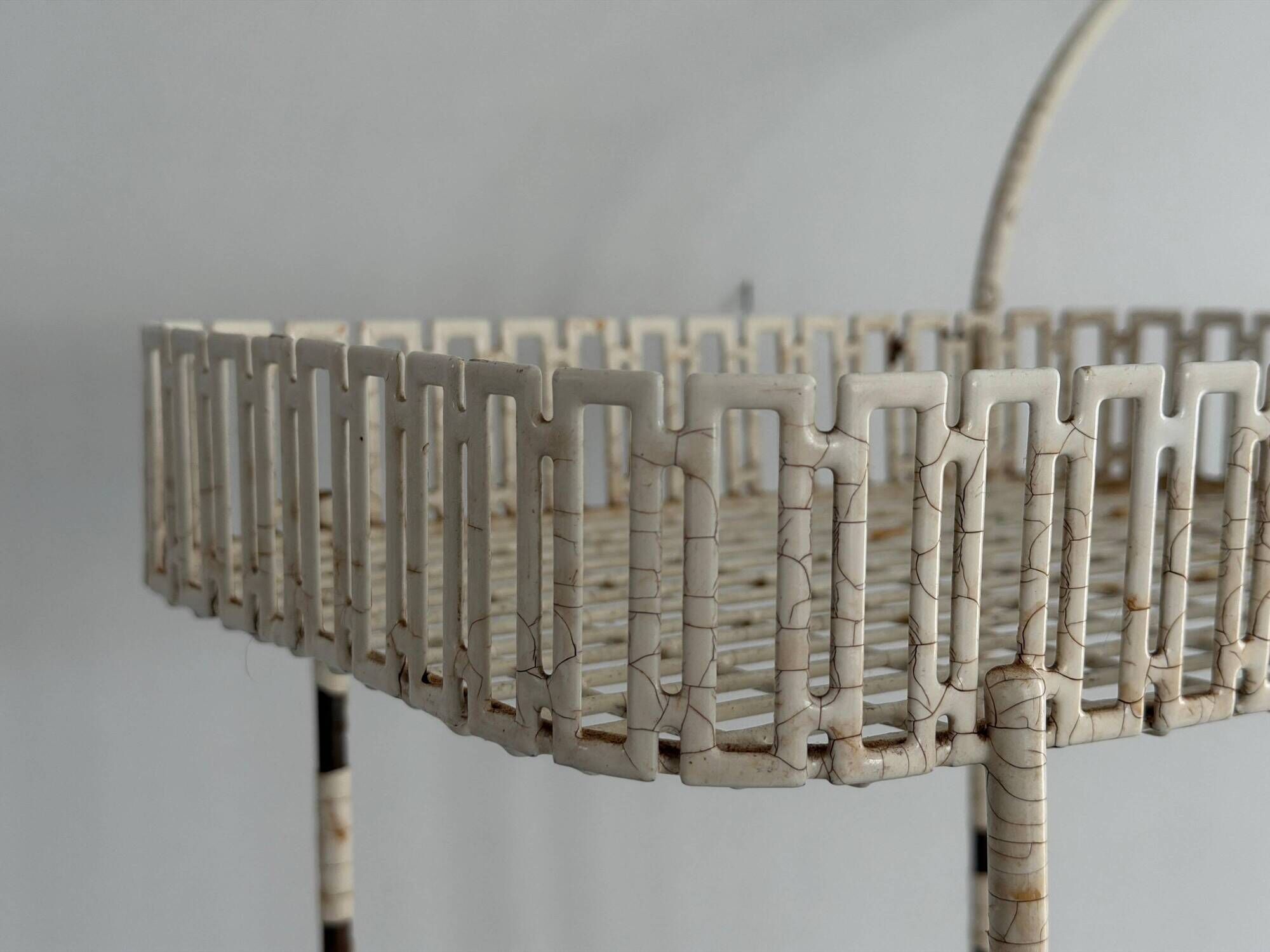 Bar cart or service table in white metal, 1960, France