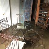 wrought iron table and 4 chairs