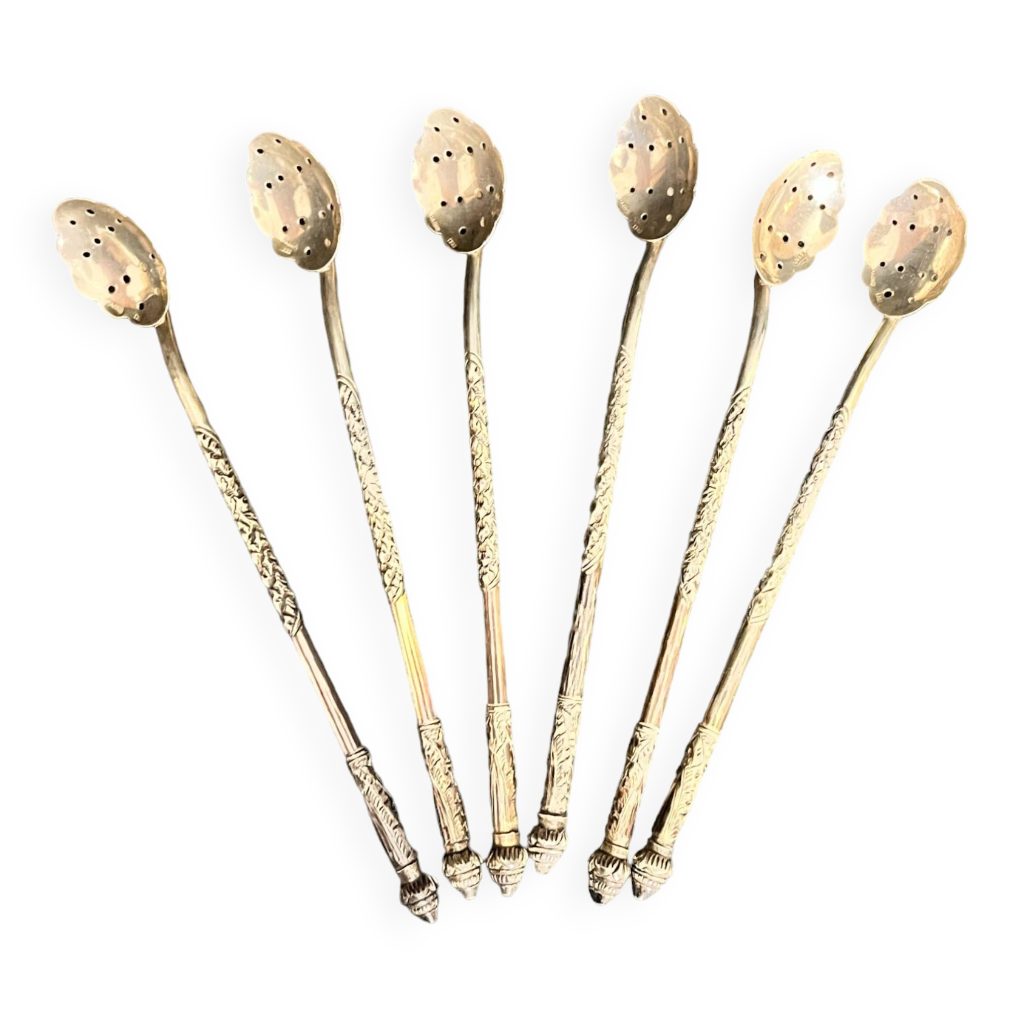 Cambodia, six silver cocktail spoons circa 1900