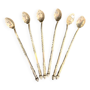 Cambodge, six cuillères à cocktail en argent vers 1900