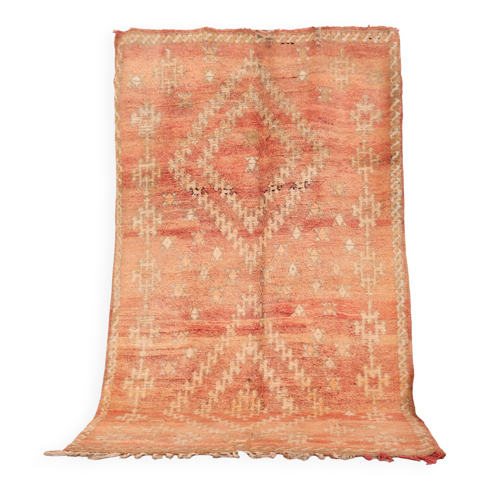 Peach Vintage Moroccan Rug 163 x 289 cm, Berber Wool Rug, Handmade Boho Rug