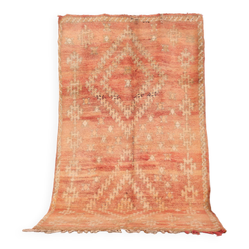 Peach Vintage Moroccan Rug 163 x 289 cm, Berber Wool Rug, Handmade Boho Rug