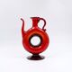 Vintage red blown glass carafe "Anneau"