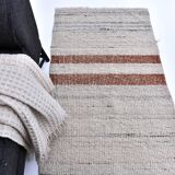 285x70 cm wool runner carpet, beige orange wool kilim carpet, vintage kilim