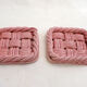 Woven pair of bottle coasters, in pink Vallauris earthenware.