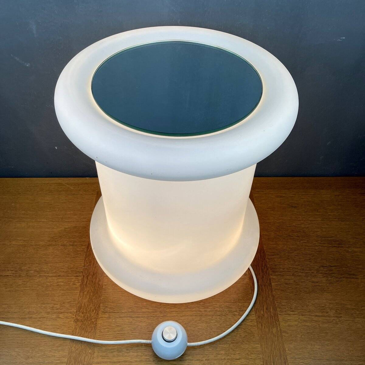 Mid-century floor lamp in white glass, Italy, 1970s.
