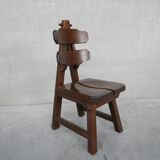 6 brutalist spanish oak dining chairs