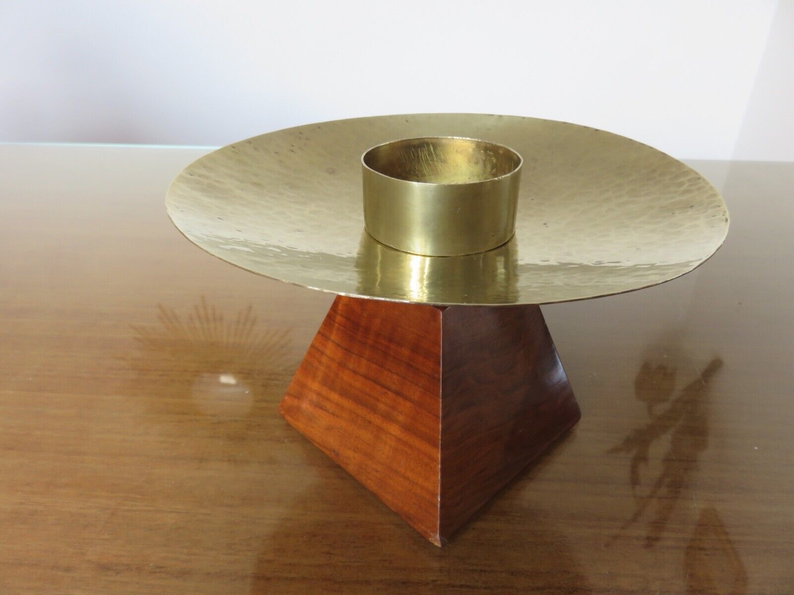 Bougeoir, rosewood candle and brass spike