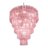 Contemporary Pink ‘Square Tubes’ Murano Glass Chandelier