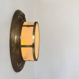Vintage XL wall light, brass and frosted glass, France, 1920.