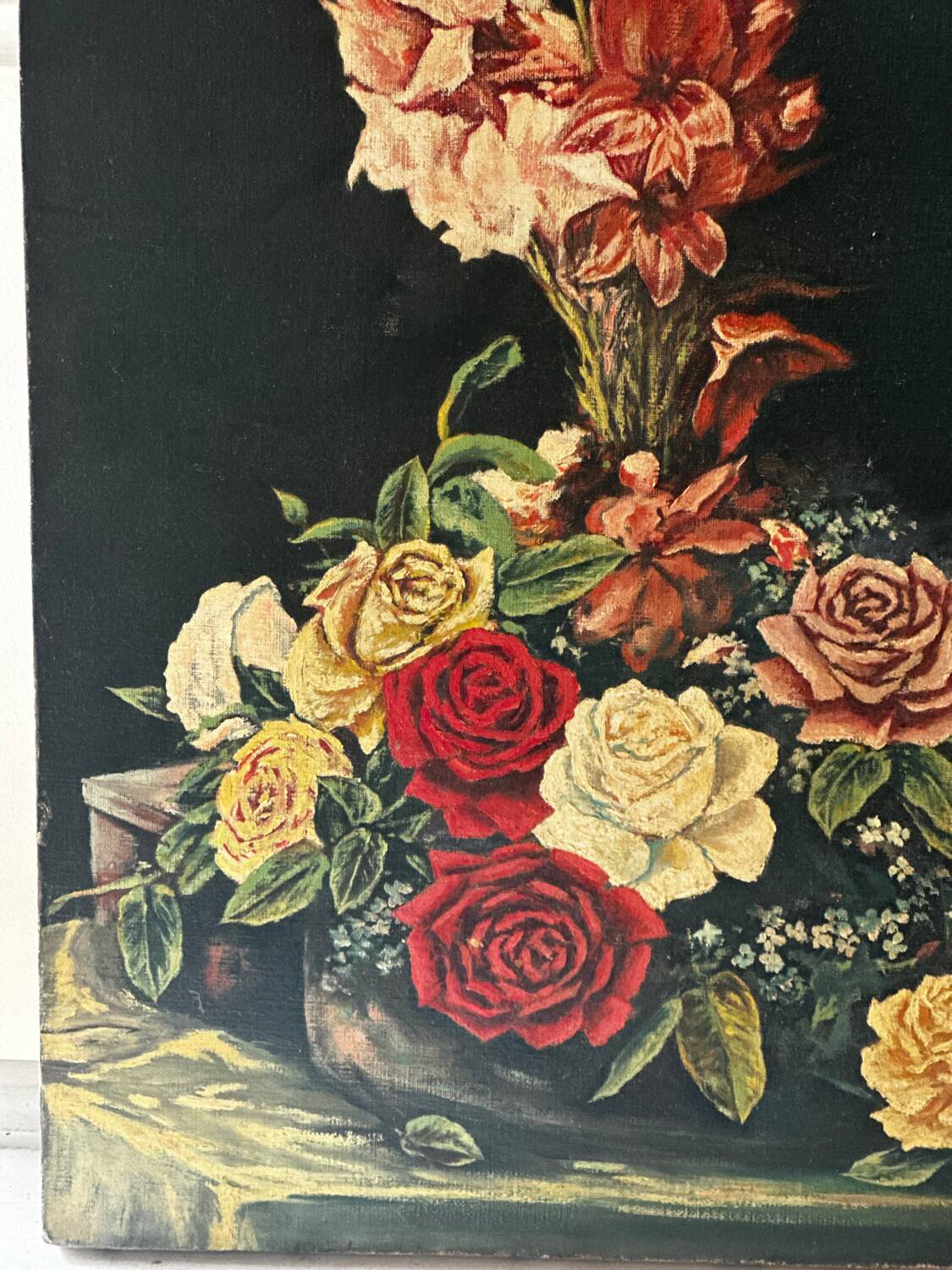 Floral still life signed Gérard Lecerf, oil on canvas, 1965 (Dun