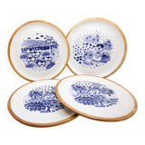 Set of 4 plates La Colombe with country and naive decorations