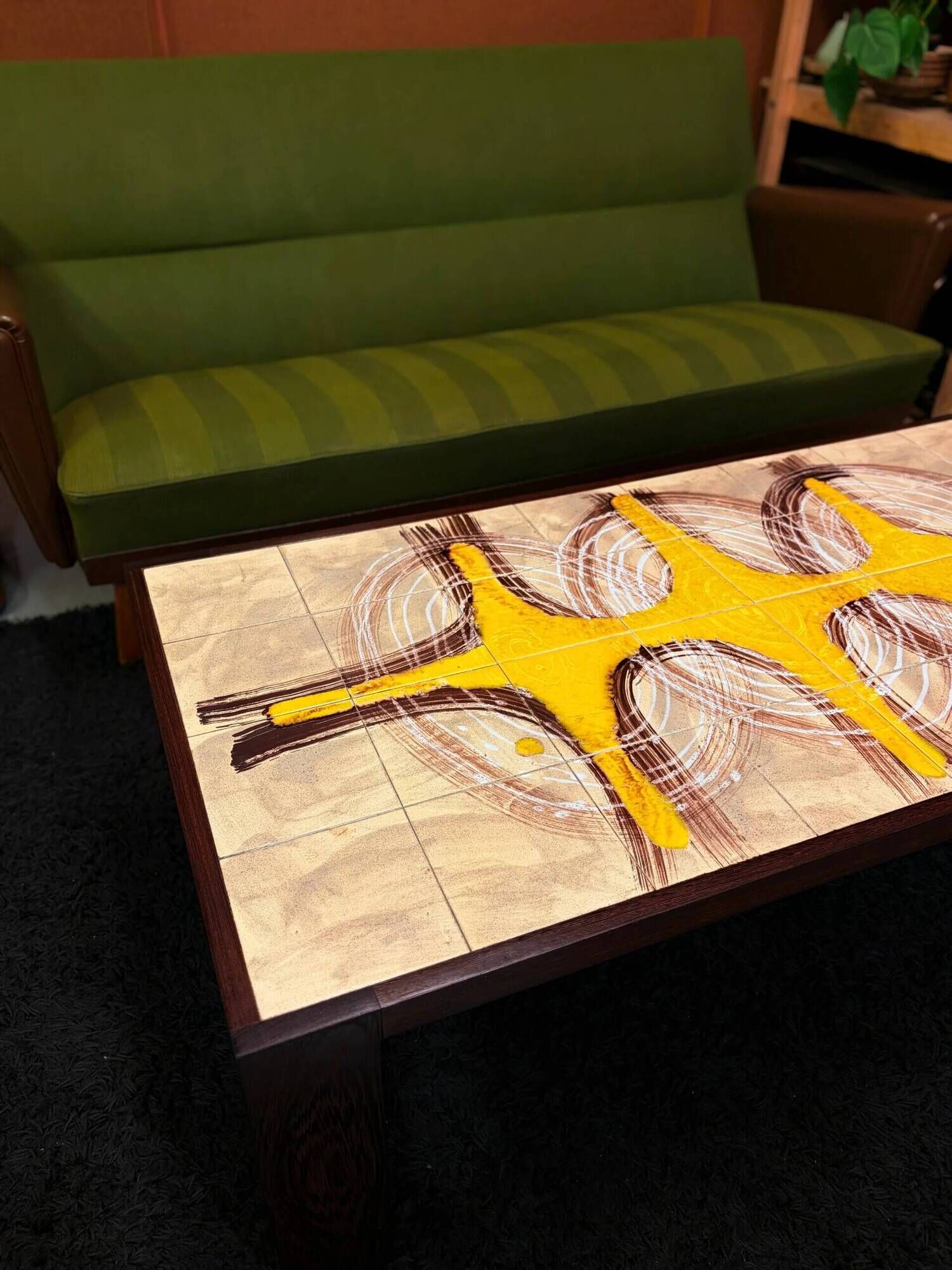 Danish coffee table with ceramic top on wenge frame, 1970s