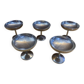 Set of 5 ice cream bowls guy degrenne stainless steel made in france vintage #e2